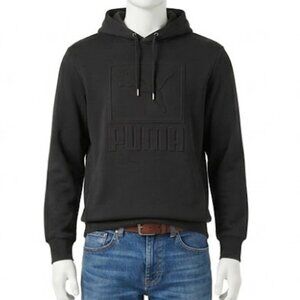 PUMA Mens Small Hoodie Embossed Puma Logo Black Sweatshirt